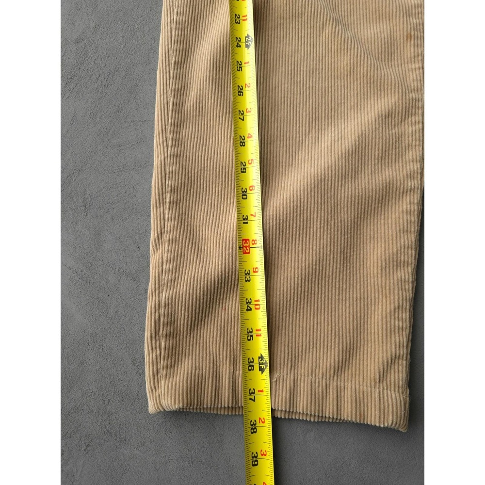 Vintage 90s Polo Ralph Lauren Tan Corduroy Pants 30 Pleated Wide Leg - Picture 13 of 15